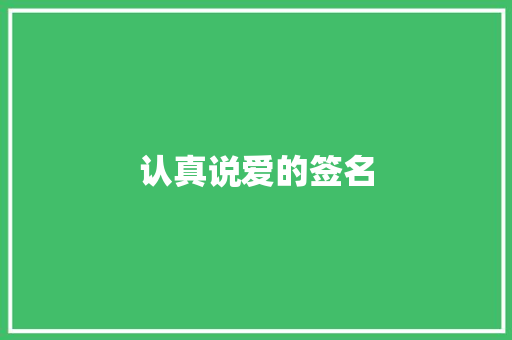 认真说爱的签名 商业文案