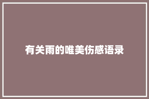 有关雨的唯美伤感语录 范文赏析