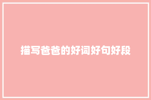 描写爸爸的好词好句好段 报告写作