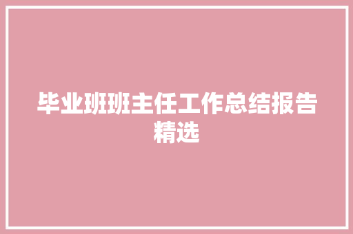 毕业班班主任工作总结报告精选 简历模板