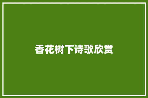 香花树下诗歌欣赏 写作社区