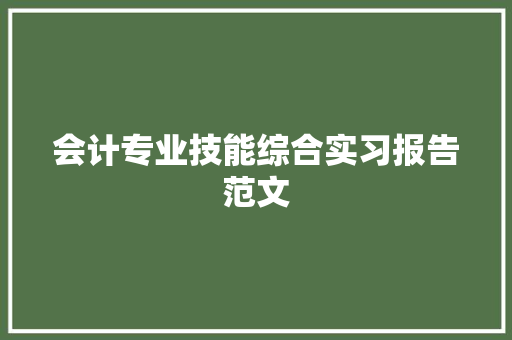 会计专业技能综合实习报告范文 写作技巧