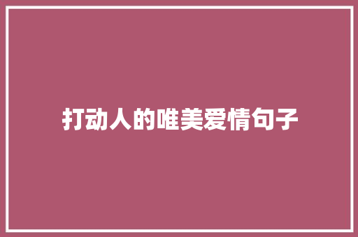 打动人的唯美爱情句子