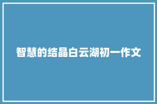 智慧的结晶白云湖初一作文 词汇积累