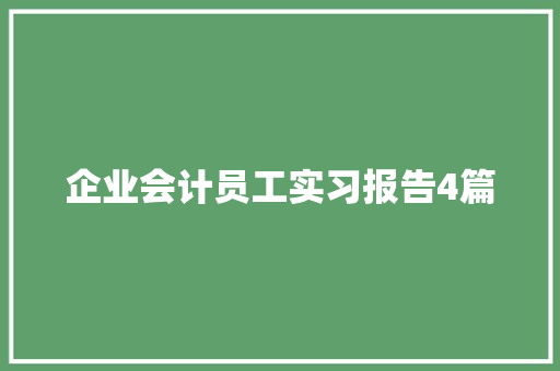 企业会计员工实习报告4篇 写作素材