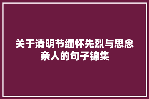 关于清明节缅怀先烈与思念亲人的句子锦集 词汇积累