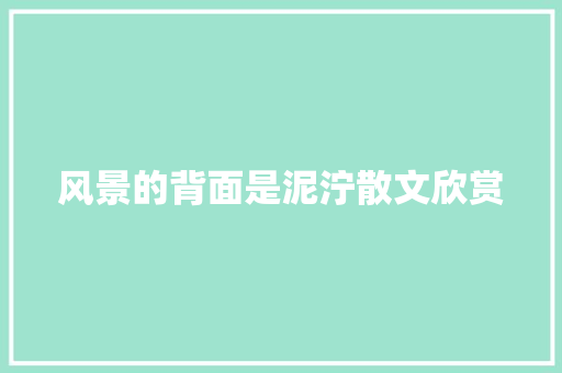 风景的背面是泥泞散文欣赏 写作素材