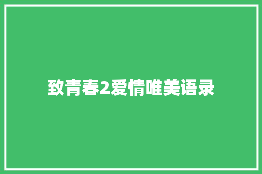 致青春2爱情唯美语录 写作素材