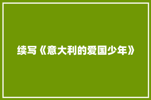 续写《意大利的爱国少年》 写作技巧