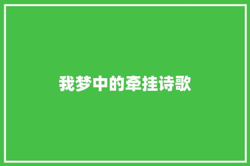 我梦中的牵挂诗歌 词汇积累