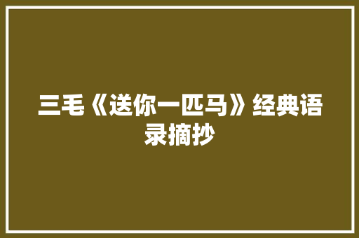 三毛《送你一匹马》经典语录摘抄 写作技巧