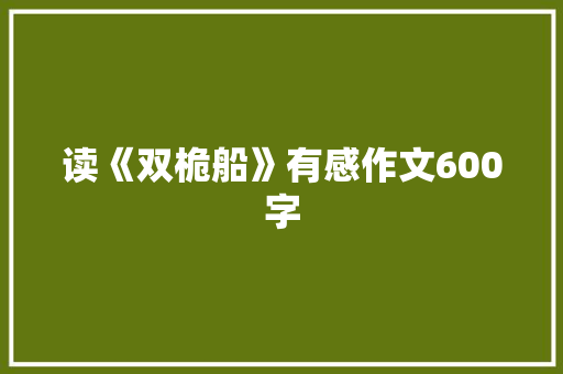 读《双桅船》有感作文600字 范文赏析