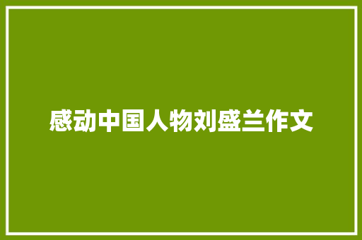 感动中国人物刘盛兰作文 写作素材