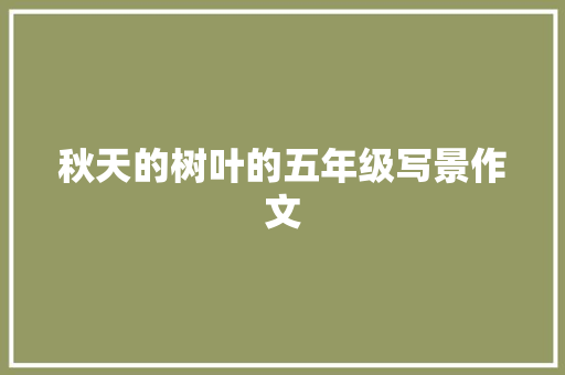 秋天的树叶的五年级写景作文