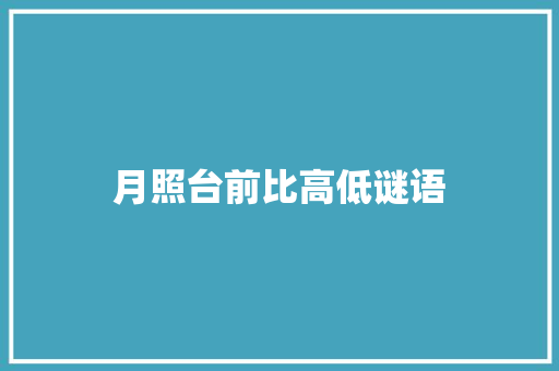 月照台前比高低谜语 商业文案