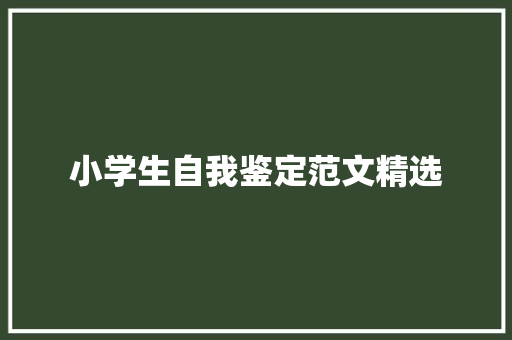 小学生自我鉴定范文精选 商业文案