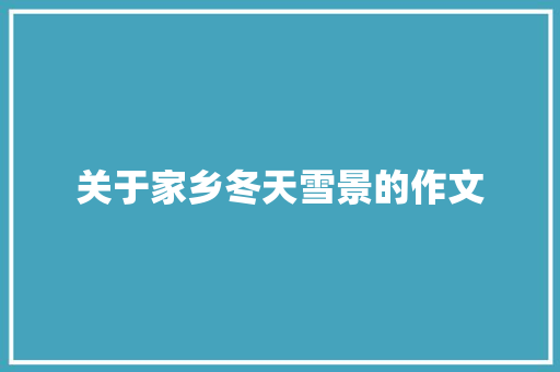 关于家乡冬天雪景的作文