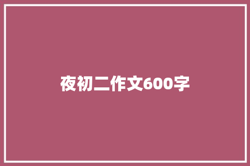夜初二作文600字 报告写作