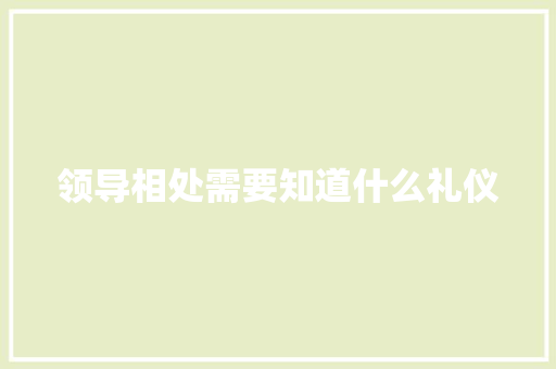 领导相处需要知道什么礼仪 写作社区