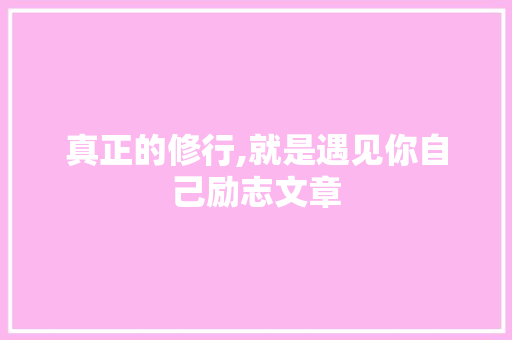 真正的修行,就是遇见你自己励志文章 写作素材