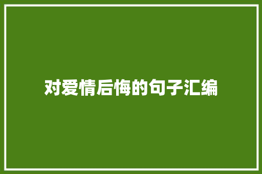 对爱情后悔的句子汇编 范文赏析