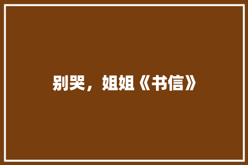 别哭，姐姐《书信》 写作技巧
