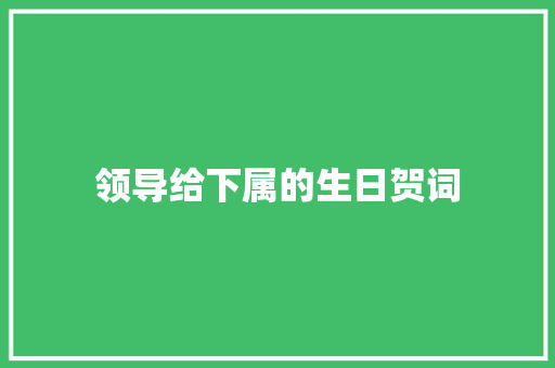 领导给下属的生日贺词 商业文案