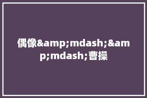 偶像&mdash;&mdash;曹操 范文赏析