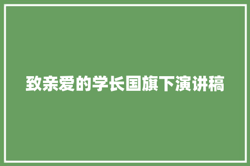 致亲爱的学长国旗下演讲稿 诗歌创作