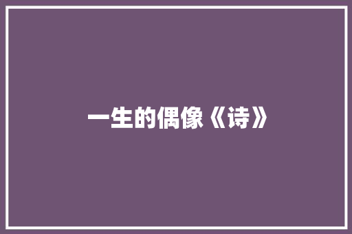 一生的偶像《诗》