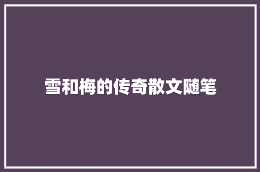 雪和梅的传奇散文随笔