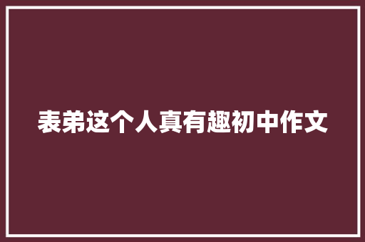表弟这个人真有趣初中作文
