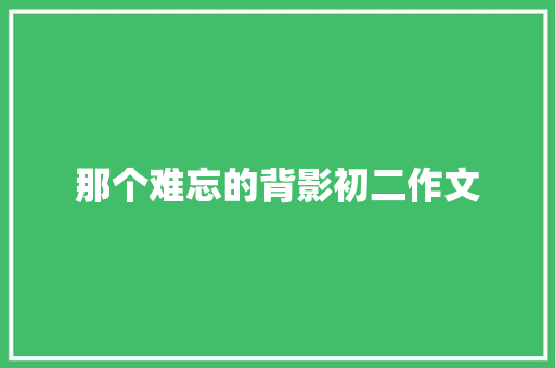 那个难忘的背影初二作文 写作技巧