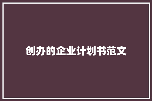 创办的企业计划书范文 简历模板