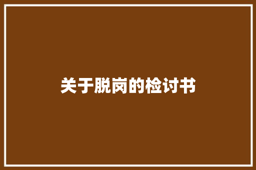 关于脱岗的检讨书 报告写作