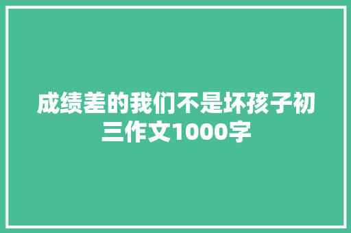 成绩差的我们不是坏孩子初三作文1000字 词汇积累