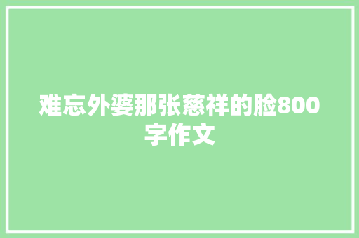 难忘外婆那张慈祥的脸800字作文