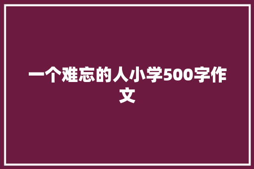 一个难忘的人小学500字作文 简历模板