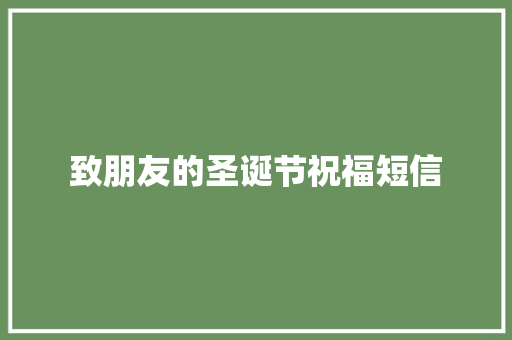 致朋友的圣诞节祝福短信 范文赏析