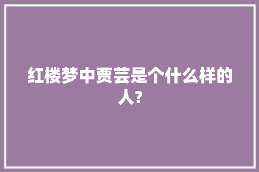 红楼梦中贾芸是个什么样的人? 写作技巧