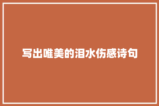 写出唯美的泪水伤感诗句 词汇积累