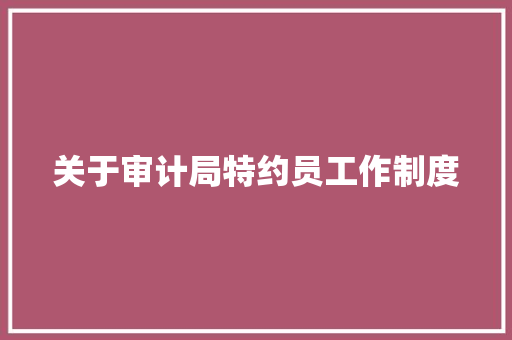 关于审计局特约员工作制度 报告写作