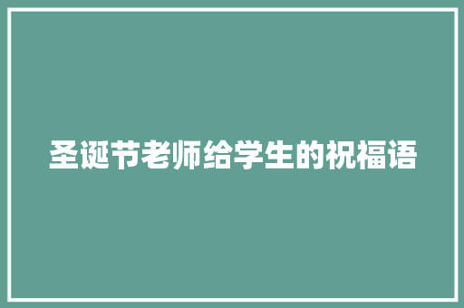 圣诞节老师给学生的祝福语 范文赏析