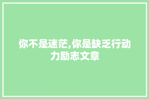 你不是迷茫,你是缺乏行动力励志文章 写作素材
