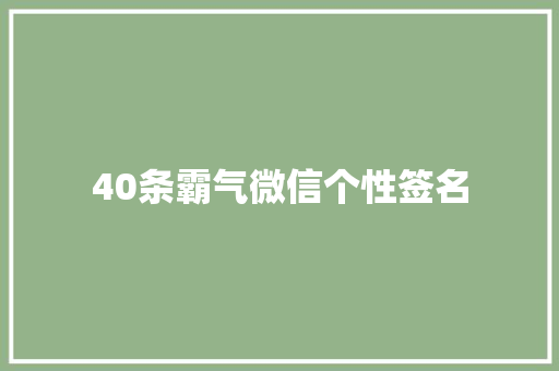 40条霸气微信个性签名