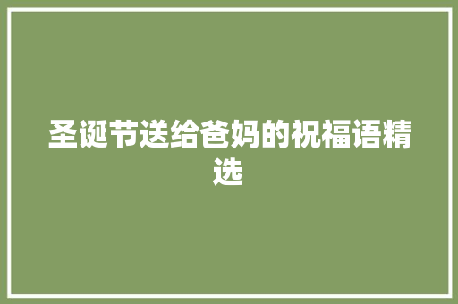 圣诞节送给爸妈的祝福语精选