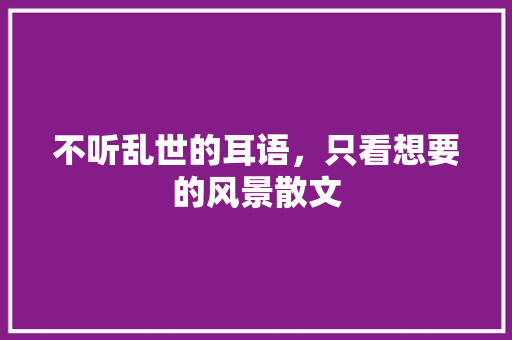 不听乱世的耳语，只看想要的风景散文