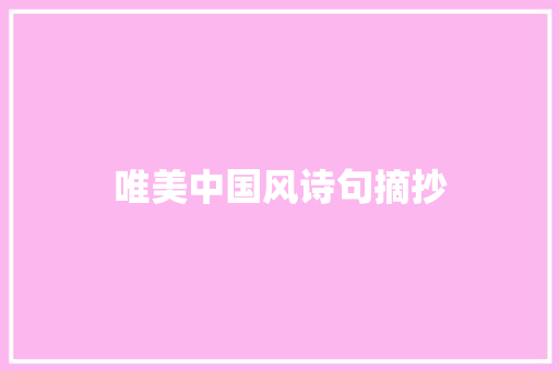唯美中国风诗句摘抄 范文赏析