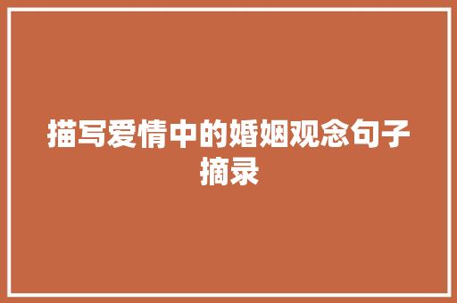 描写爱情中的婚姻观念句子摘录 写作素材