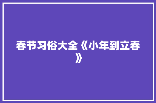 春节习俗大全《小年到立春》